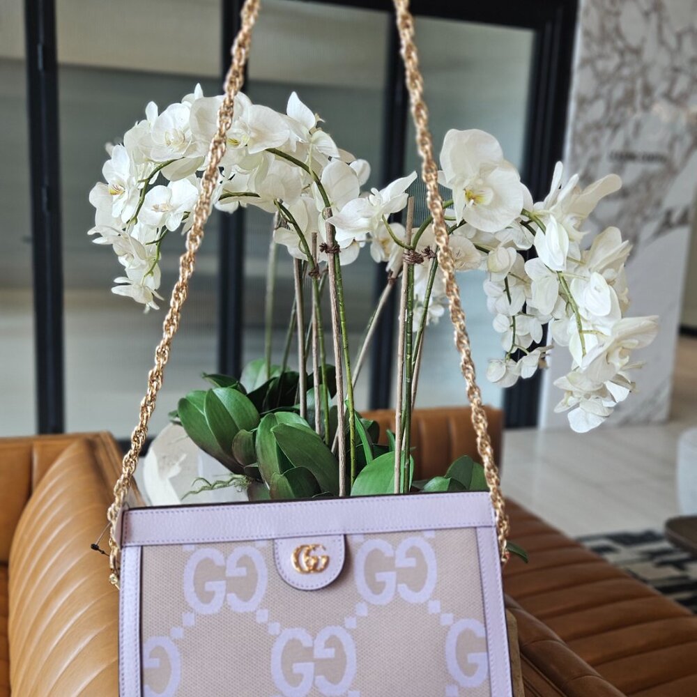 Gucci Gucci Ophidia Small GG Shoulder Bag Lilac GG Supreme Canvas new