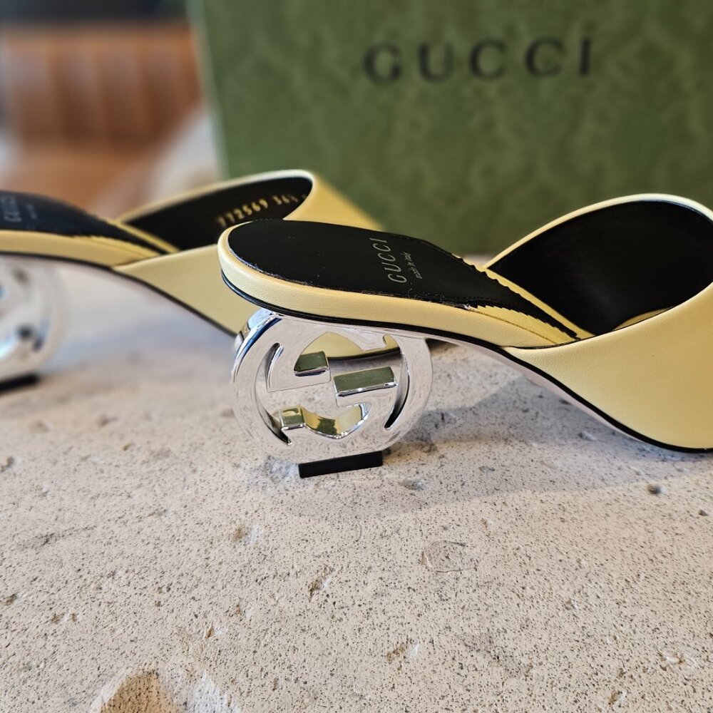 Gucci Gucci Interlocking G Heel Sandal 772569 C9D00 - 7412 Light Yellow Size 36+