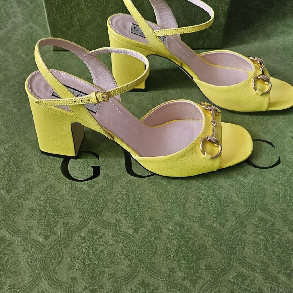 Gucci GUCCI Women's Mid-heel Sandal With Horsebit In Yellow size 37+ new