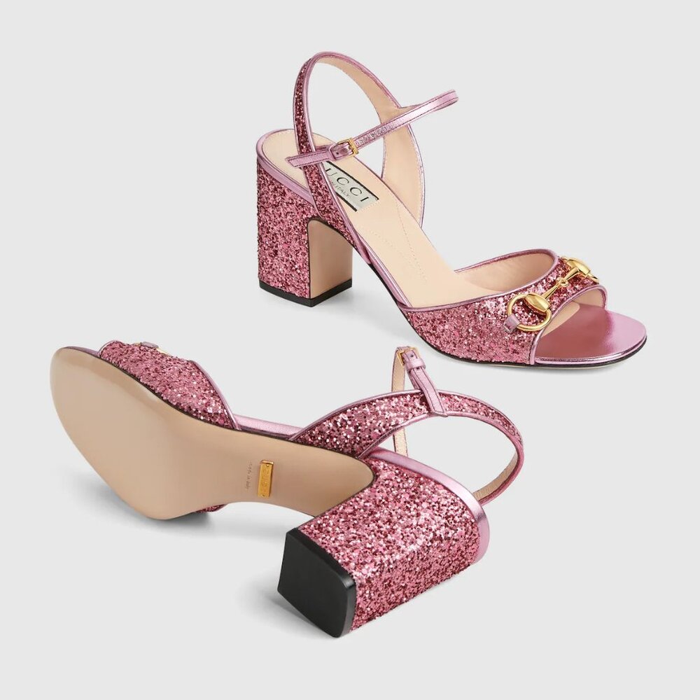 Gucci Gucci Horsebit Glittered Sandals - Pink size 37